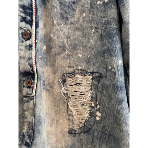 Upcycled/Reworked Denim Jacket| Vintage Heron, Cat, & Bow Patchwork| Boho| Large - Picture 9 of 13